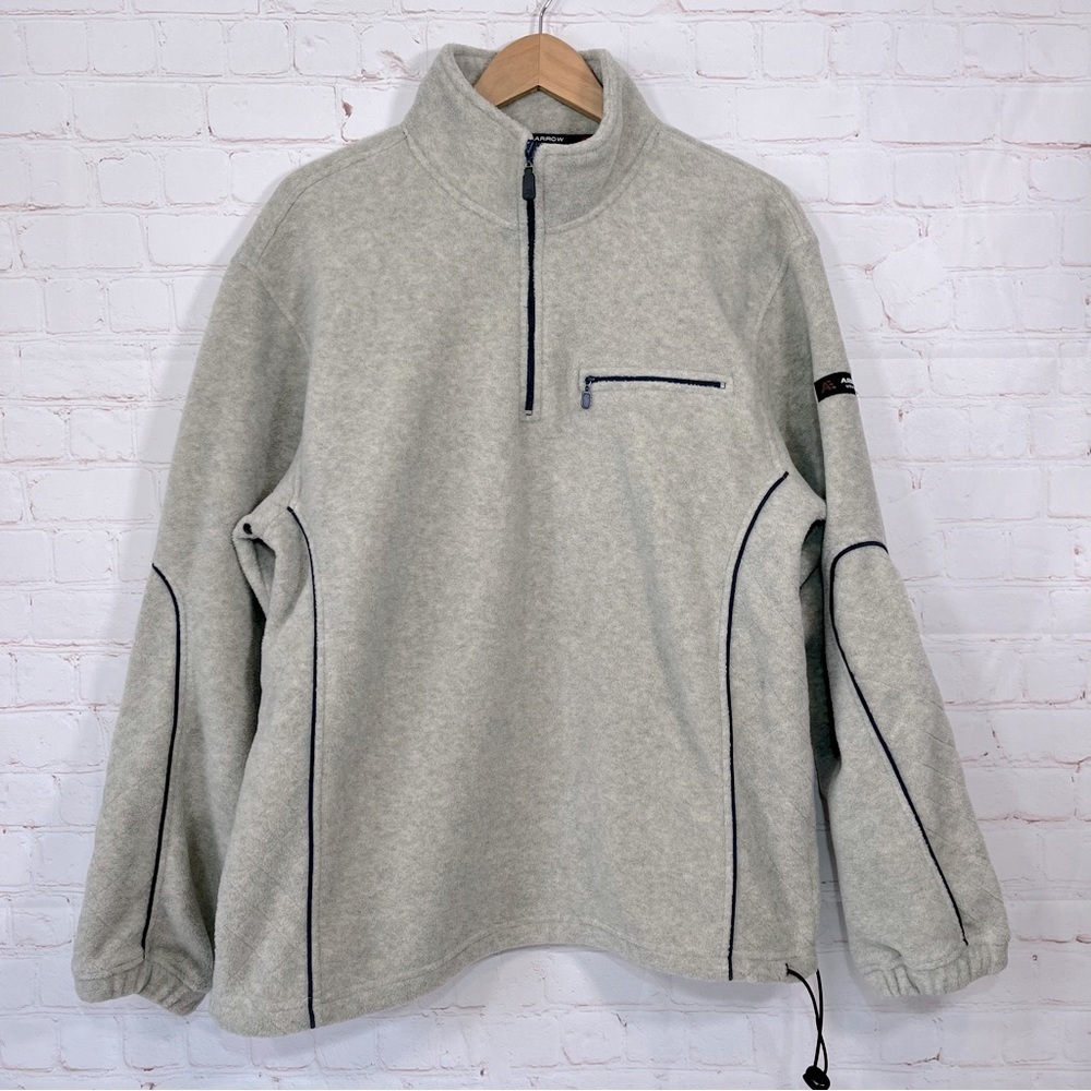 Vintage Arrow Blue Jeans Co Jacket Mens Large Gray Fleece 1/4 Zip Pullover